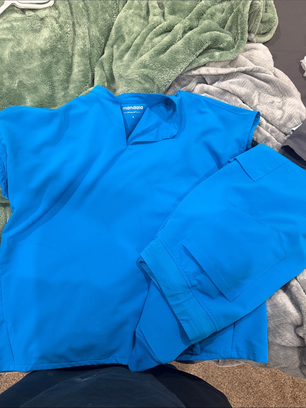 Mandala Bright Blue Scrub Set